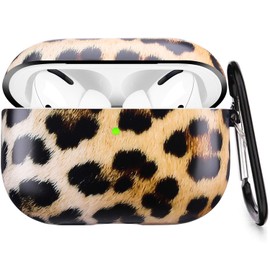 Airpods Pro Case - LitoDream Cute Leopard Print Airpods 3 Case Accessories Protective Hard Case Cover Portable & Shockproof Women Girls Men with Keychain for Airpods 3 Charging Case Matted