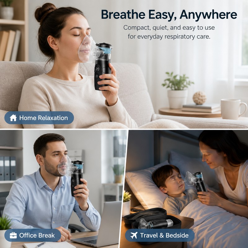 Portable Mesh Nebulizer-Style Mist Device with LED Display – Quiet