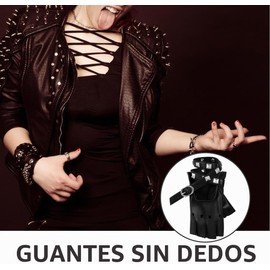 Guantes Punk de Medio Dedo con Remaches – Healeved Y260O03V06YI2
