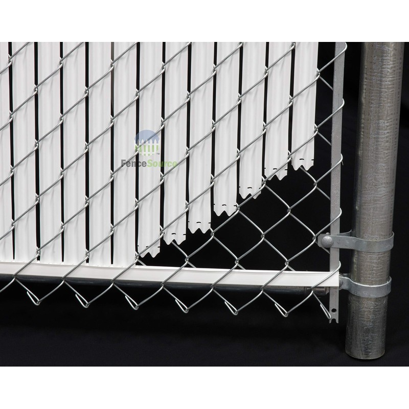 White Bottom Locking Device for Privacy Chain Link Fence Slats