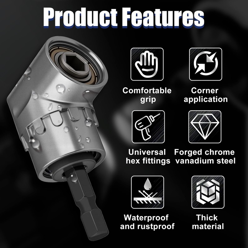 105° Right Angle Drill Attachment, 1/4-inch Hex Shank Right Angled