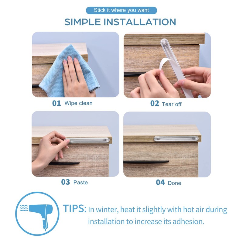 Cabinet Door Bumper, Clear Rubber Door Stopper, Wall Protector, Adhesive