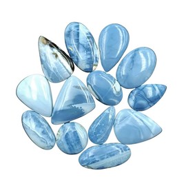 SGM Shop™ Natural Blue Opal Cabochon Loose Gemstone Flat Back Mix A+ Quality For Jewelry Making, Crafts & DIY, Wedding Gift, Healing Chakra, Wire Wrapping Crystals-2 Pcs