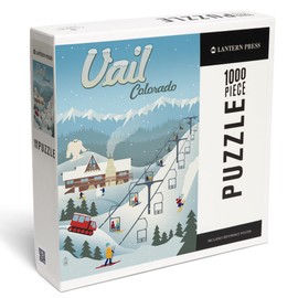 Vail, Colorado, Retro Ski Resort (1000 Piece Puzzle, Challenging Jigsaw Puzzle for Adults, Made in USA)
