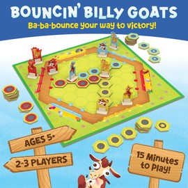 Peaceable Kingdom Bouncin’ Billy Goats Family Board Game - Practice Strategy with Family Games for Kids and Adults