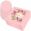 qiqee 10x10x5 Cake Box, 4 Sets Pink Cake Box with