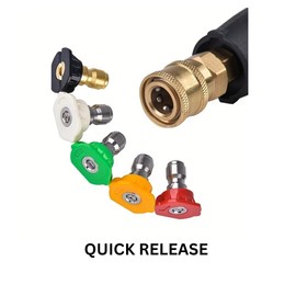 RJProducts 4350PSI Pressure Washer Gun with Nozzle Tips, Karcher Connector, Ideal for Car Cleaning, Jet Wash, and Power Washers (M22 14MM Hose Connector & Karcher Quick Connector)