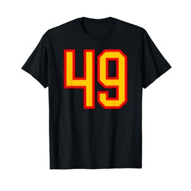 Number #49 Red Yellow Sports Team Varsity Number 49 T-Shirt