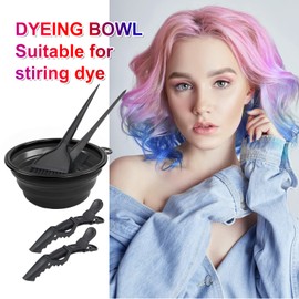 Yexixsr 5Pcs Professional Salon Hair Coloring Dyeing Kit, Hair Bleach Dit Hair Coloring Products with Hair Dye Brush, Hair Color Bowl, Hair Clips