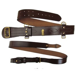 Sam Browne Belt + Shoulder Strap Brown Leather Brass Uniform Accessories R145 (Size 42)