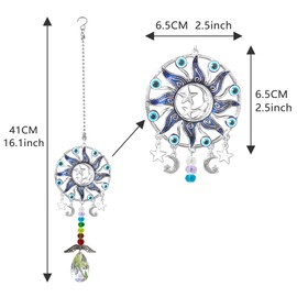 Peili Crystal Decoration Sun Moon Star Car Pendant Winged Catcher Window Pendant Suncatcher Ornament Meditation Ornament Home Decoration (A)