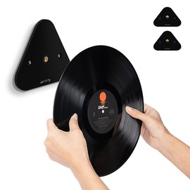 Likesing Vinyl Record Wall Mount, Acrylic Vinyl Wall Mount, Pack of 2 Vinyl Record Storage, Vinyl Holder Wall for Records and Photos 11.3 x 11.3 x 0.5 cm, Black