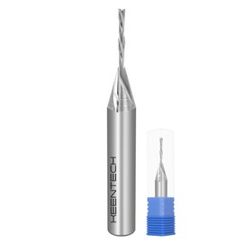 KEENTECH 1/4" Shank Downcut 2 Flute Flat Tip Sprial Router Bit for CNC Router Machine, 1/16" Cutting Diameter, 1/2" Cutting Depth, for Wood Cutting, Custom Furniture, Slot Mortise, Engraving, Carving