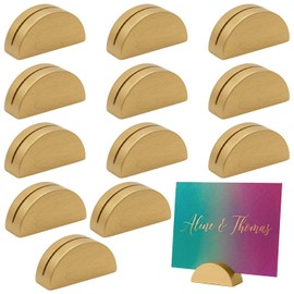 12 Pcs Table Number Holders, Semi Circle Table Number Stands Wooden Place Card Holders | Place Card Holders Photo Display Stands for Wedding Banquet Birthday Dinner Party Restaurant Office (Gold)