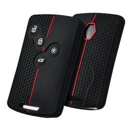 OATSBASF OATSBASF Autoschlssel Hlle fr Renault, 4-Tasten Silikon Schlsselhlle Cover Renault Clio,Scenic,Megane,Duster,Sandero,Captur,Twingo (Typ B-Rote Linie)