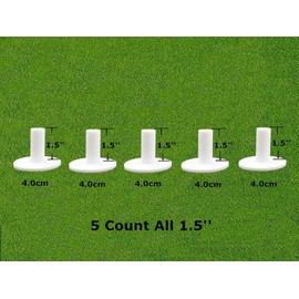 FINGER TEN Golf Rubber Tees for Driving Range Mats Value 5 Pack, Durable for Practice Mat Top Holder Indoor Outdoor (White, 5 Pack All 1.5'')