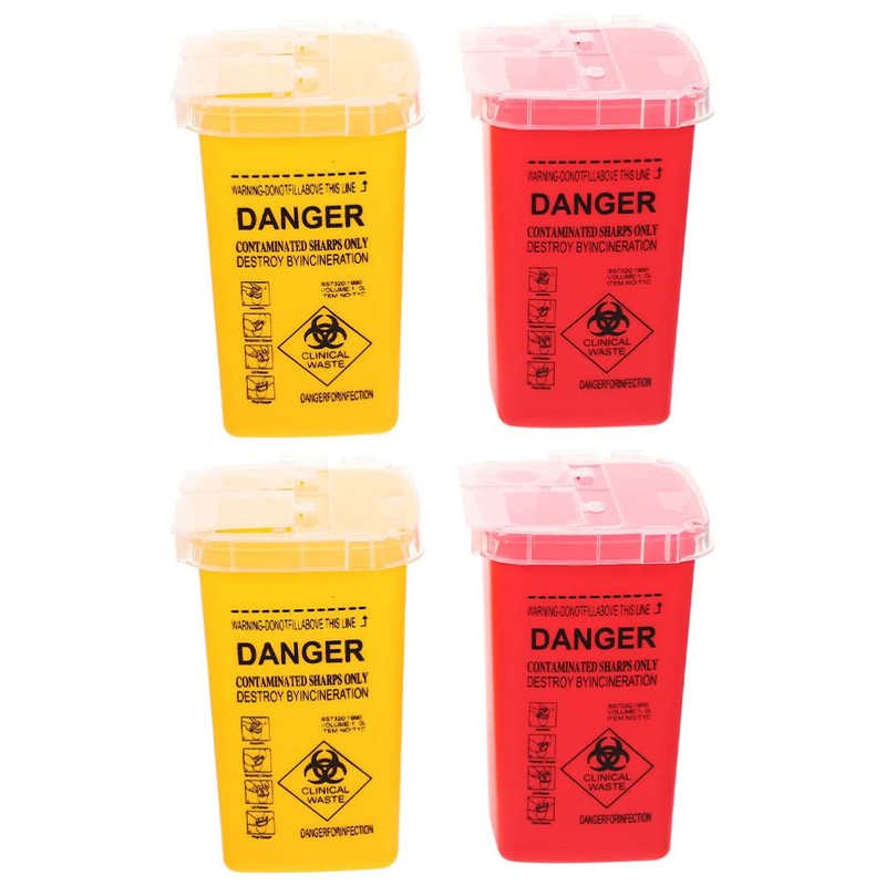 Beavorty Plastic Sharps Disposal Container: 4Pc Needle Disposal Container Small