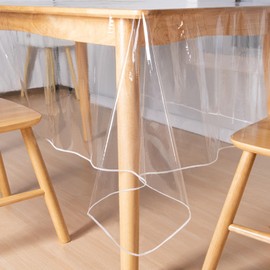 JIUZHEN Clear Vinyl Tablecloth, 60"x84", 100% Waterproof & Oil-Proof, Transparent Vinyl Table Cloth Rectangle Table, Wipe Clean for Easy Maintenance, Table Cover for Dining, Picnic, Camping, Outdoor