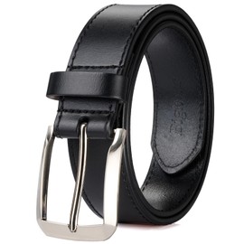 Bighake Minimalist Mens Belt, Full Grain Leather Belts for Men, 1.3" Width Mens Leather Belt for Work, Casual, Black-02, 41''-44''