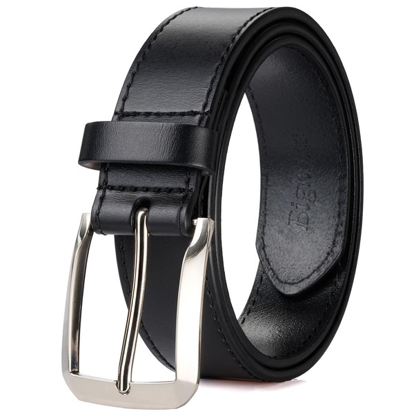 Bighake Minimalist Mens Belt, Full Grain Leather Belts for Men,