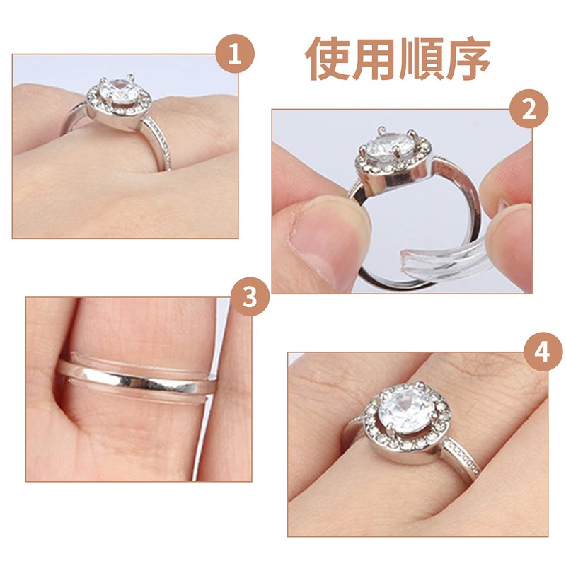 ZHEJIA Ring Size, Set of 8, Transparent, Anti-Slip, Fall Prevention,