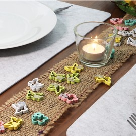 com-four® 48-piece set flower and butterfly - wooden scatter decoration with glitter - table decoration - spring decoration (48 pieces of Easter glitter)