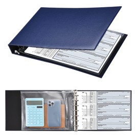 Pacific Mailer 7 Ring Check Binder, 3-On-A-Page Business Checkbook Holder, 500 Checks Capacity, with 2024-2030 Calendar Organizer, Sleek Business Design (Dark Blue)