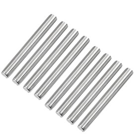 TOP-VIGOR 8Pcs M12 x 100mm Fully Threaded Rod, 304 Stainless Steel Right Hand Threads Rods, Fully Studding Rod Bar for Anchor Bolts, Clamps, Hangers and U-Bolts