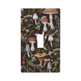 Cute Mushroom Boho Light Switch Cover Decorative Single Toggle 1 Gang Wall Plate Board Wallplates For Kitchen Farmhouse Bedroom Bathroom Art Decor