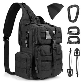 G4Free Tactical EDC Sling Bag Backpack with Pistol Holster Military Shoulder Backpack for Concealed Carry(Black)