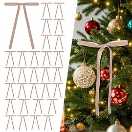 30 Pcs Velvet Christmas Tree Bows Door Garland Decor Vintage Wreath Bow (3/8'' Wide, 5 * 7 inch)