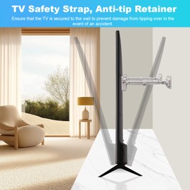 2 Pack TV Anchor for Baby Proofing, Anti Tip Safety Straps Secure for Flat Screen No-Drill Adhesive Furniture Wall Anchors for Cabinet Stand or Desk Dresser Mirror Bookshelf, Length 5.5" to 8.5''