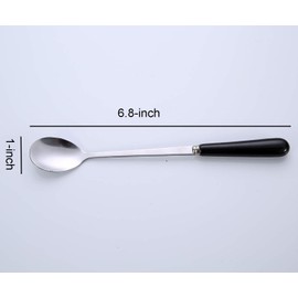 Goeielewe 3PCS Mixing Spoons for Coffee, Dessert, Ice Cream, Milkshake, Stainless Steel Iced Teaspoon with Ceramic Handle Tablespoons Espresso Cocktail Stirring Spoons, 6.8-Inch (Black)