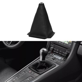 Tecledsn Car Shift Knob Dust Cover, Car Shift Boot, Leather Gear Shift Cover, Universal Car Interior Accessories Shifter Boot Cover for Most Manual/Automatic Vehicles (Black/Leather)