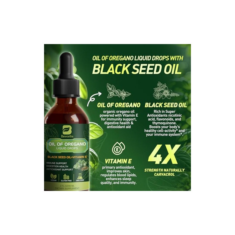 B BEWORTHS Gotas de aceite de orégano orgánico B BEWOTHS