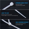 Pack of 500 Cable Ties, White, 200 mm, Adjustable Cable