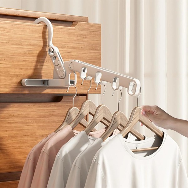 Magic Space Saving Hanger-Portable 5 Sets 5-Hole Clothes Hanger Organizer,Folding