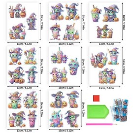 Pumpkin Pattern Diamond Arts Colorful Painting Sticker, 28pcs/set DIY Diamond Arts Colorful Painting Sticker, DIY Decorative Art Picture for Beginner