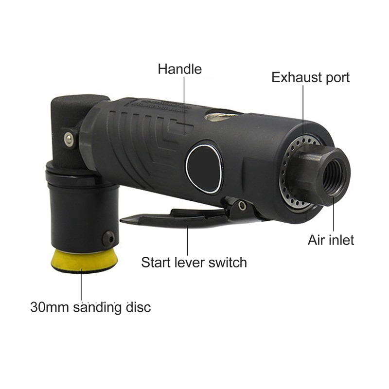 8500rpm Pneumatic Air Sanding Polisher 1/4in Inlet 30mm Sanding Disc