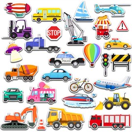Window Clings Stickers for Kids Window Gel Clings Decals Thick Gel Clings Toddlers and Adults Classroom Home Nursery Airplane Birthday Party Supplies (City Transportation)