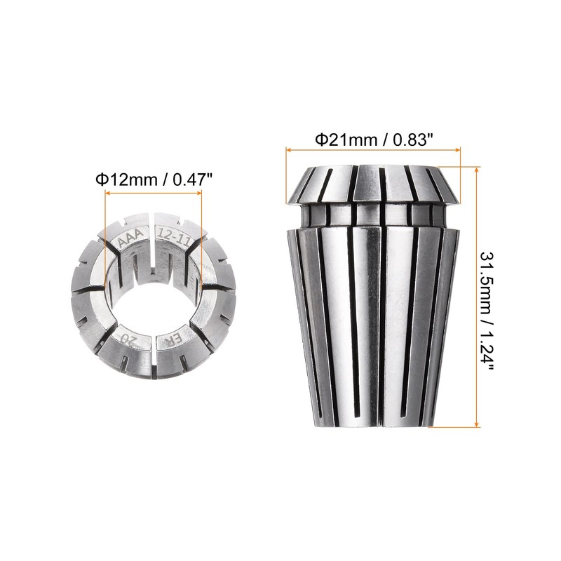 sourcing map ER20 Spring Collet 12mm Chuck 65Mn Steel for