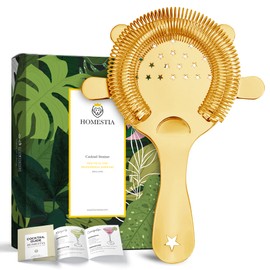 Homestia Hawthorne Strainer with Star Pattern Stainless Steel 4 Prongs Spring Cocktail Strainer Heavy Dudy Bar Tool, Gold