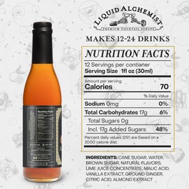 Liquid Alchemist Falernum Syrup for Cocktails - Real Ingredients Make our Falernum Cocktail Syrup a Great Mixer for any Tiki Drink - Our Drink Mixer is Non-GMO Gluten Free & Vegan (12.7 oz)