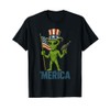 Funny Alien with American Flag and Ray Gun 4th of