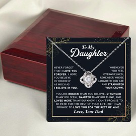 Daughter Gifts From Dad, To My Daughter Necklace From Dad, Love Knot Necklace, Daughter Necklace, Father Daughter Necklace, Gift For My Daughter, Birthday Gift, Christmas Gift To Daughter From Dad