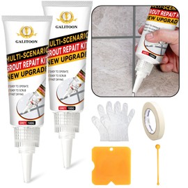 Tile Grout Repair Kit, 2 Pack Grout Filler, Fast Drying Tiles Sealer Bathroom Shower Kitchen Floor, Restore and Renew Joints Line, Gaps, Replace Grouts Pen (Grey, 200G)