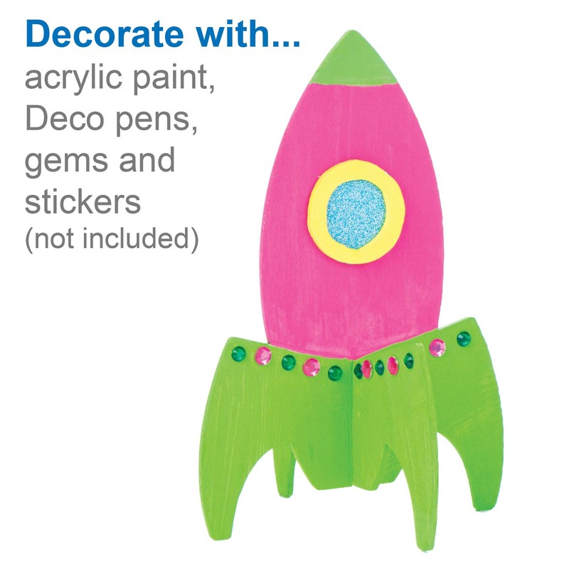 Baker Ross AV396 Wooden Rocket Stand up Kits (Pack of