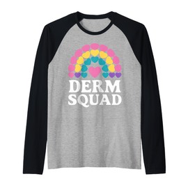 Derm Squad Colorful Heart Rainbow Dermatology Colorful Raglan Baseball Tee