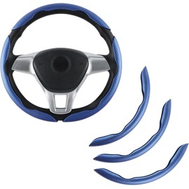 Einesin 3pcs Car Carbon Fiber Anti-Skid Steering Wheel Cover，Segmented Steering Wheel Protector, Butterfly Steering Wheel Cover, Universal 99% Car Wheel Cover Protector (Blue)