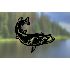 AK Stickers Muskie Fish Fishing - Vinyl Decal Outdoor Weatherproof - Black, (A) X-Small: 4"